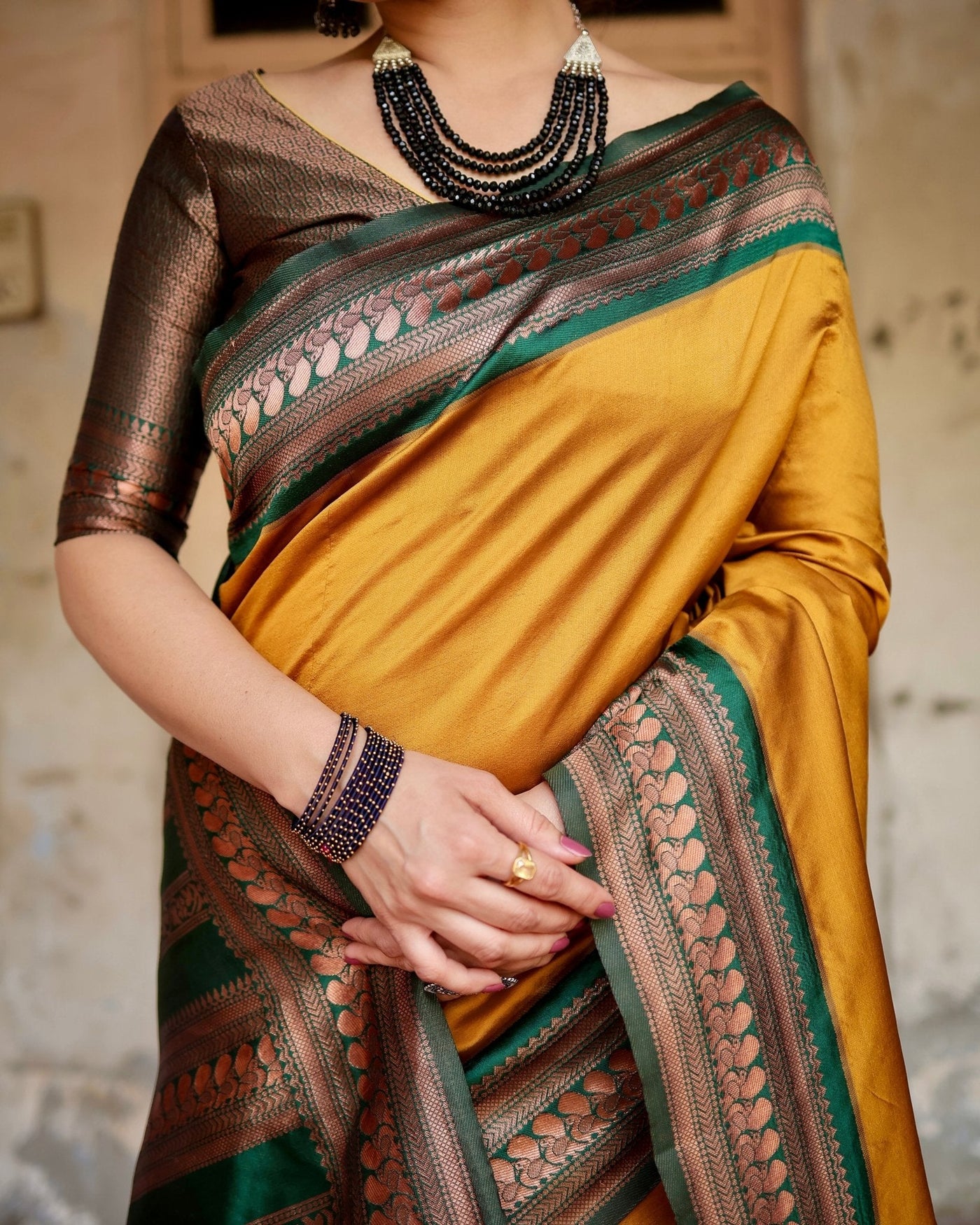 Pure Banarasi Silk Saree Weaved With Zari Comes With Heavy Banarasi Brocade Blouse - Almaari Fashion