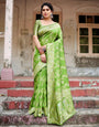 Pure Banarasi Silk Saree Weaved With Zari Comes With Heavy Banarasi Brocade Blouse