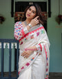 Pure Cotton Linen Saree Weaved With  Zari Comes With Tassels