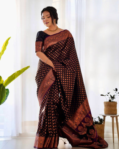 Pure Gaji Silk Saree Weaved With Copper Zari - Almaari Fashion