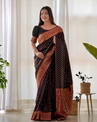 Pure Gaji Silk Saree Weaved With Copper Zari - Almaari Fashion