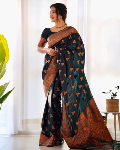 Pure Gaji Silk Saree Weaved With Copper Zari - Almaari Fashion