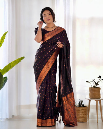 Pure Gaji Silk Saree Weaved With Copper Zari - Almaari Fashion