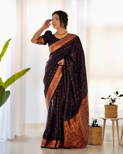 Pure Gaji Silk Saree Weaved With Copper Zari - Almaari Fashion