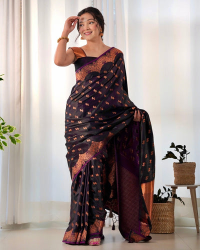 Pure Gaji Silk Saree Weaved With Copper Zari - Almaari Fashion