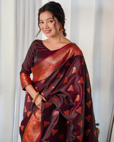 Pure Gaji Silk Saree Weaved With Copper Zari - Almaari Fashion