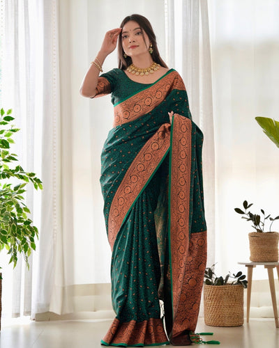 Pure Gaji Silk Saree Weaved With Copper Zari - Almaari Fashion