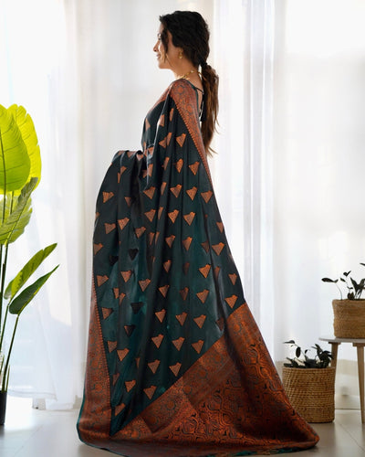 Pure Gaji Silk Saree Weaved With Copper Zari - Almaari Fashion