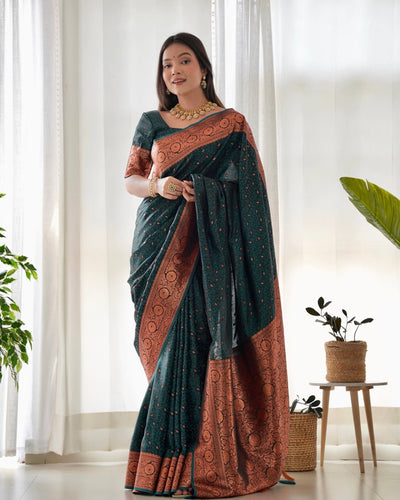 Pure Gaji Silk Saree Weaved With Copper Zari - Almaari Fashion