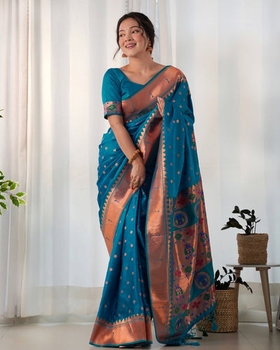 Pure Gaji Silk Saree Weaved With Copper Zari - Almaari Fashion