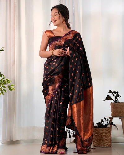 Pure Gaji Silk Saree Weaved With Copper Zari - Almaari Fashion