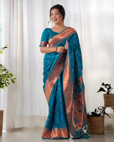 Pure Gaji Silk Saree Weaved With Copper Zari - Almaari Fashion