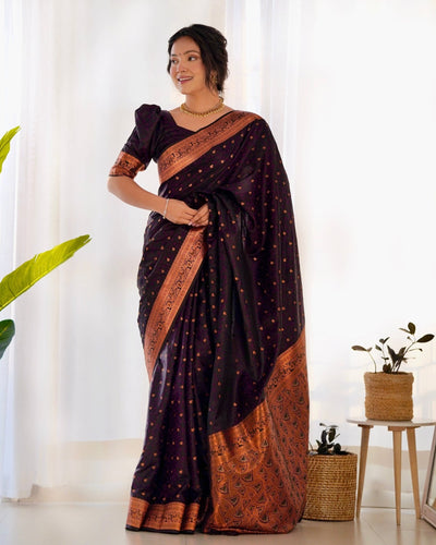 Pure Gaji Silk Saree Weaved With Copper Zari - Almaari Fashion