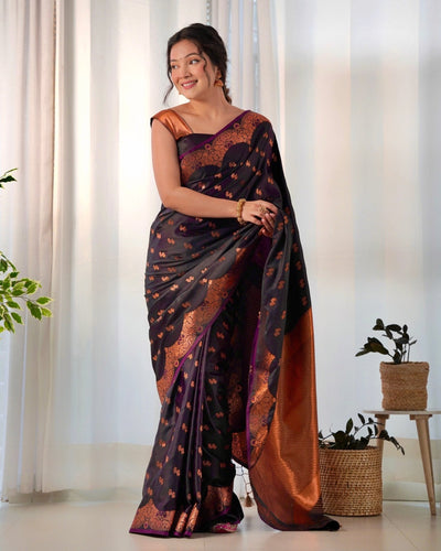 Pure Gaji Silk Saree Weaved With Copper Zari - Almaari Fashion