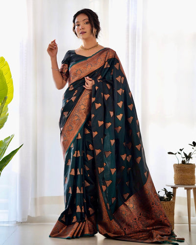 Pure Gaji Silk Saree Weaved With Copper Zari - Almaari Fashion