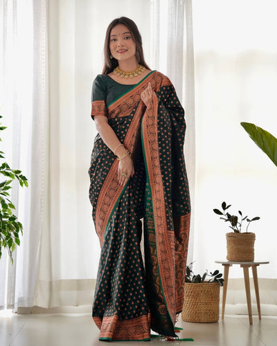 Pure Gaji Silk Saree Weaved With Copper Zari - Almaari Fashion