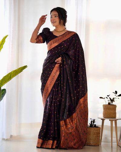 Pure Gaji Silk Saree Weaved With Copper Zari - Almaari Fashion