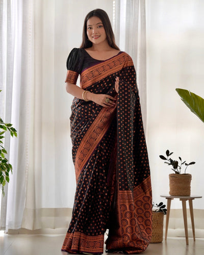 Pure Gaji Silk Saree Weaved With Copper Zari - Almaari Fashion