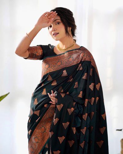 Pure Gaji Silk Saree Weaved With Copper Zari - Almaari Fashion