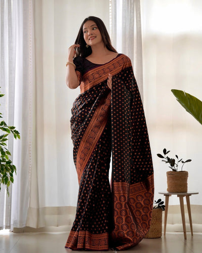 Pure Gaji Silk Saree Weaved With Copper Zari - Almaari Fashion