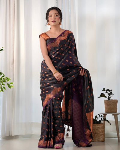 Pure Gaji Silk Saree Weaved With Copper Zari - Almaari Fashion