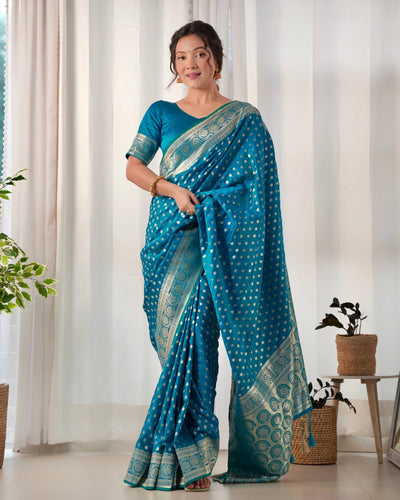 Pure Gaji Silk Saree Weaved With Golden Zari - Almaari Fashion