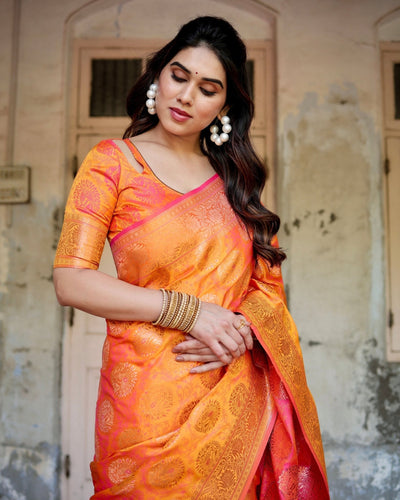 Pure Gaji Silk Saree Weaved With Zari Comes With Tassels - Almaari Fashion