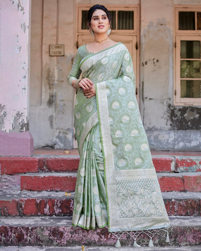 Pure Gaji Silk Saree Weaved With Zari Comes With Tassels - Almaari Fashion