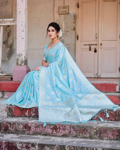 Pure Gaji Silk Saree Weaved With Zari Comes With Tassels - Almaari Fashion