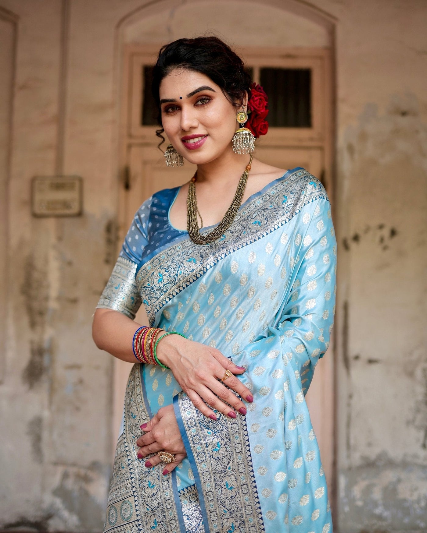 Pure Gaji Silk Saree Weaved With Zari Comes With Tassels - Almaari Fashion