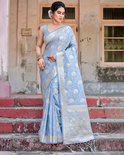 Pure Gaji Silk Saree Weaved With Zari Comes With Tassels - Almaari Fashion