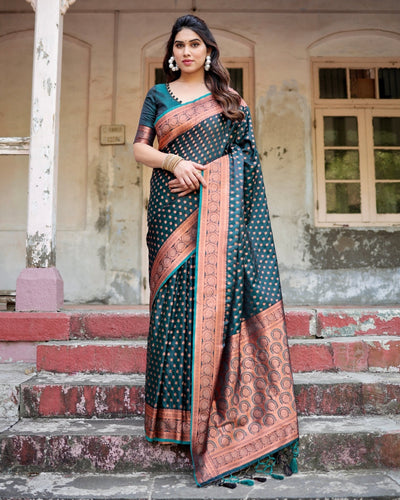 Pure Gaji Silk Saree Weaved With Zari Comes With Tassels - Almaari Fashion