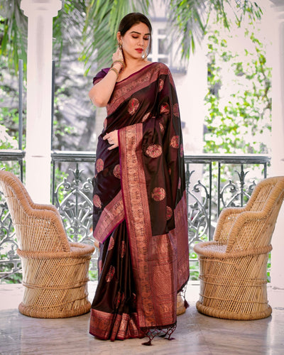 Pure Gaji Silk Saree Weaved With Zari Comes With Tassels - Almaari Fashion