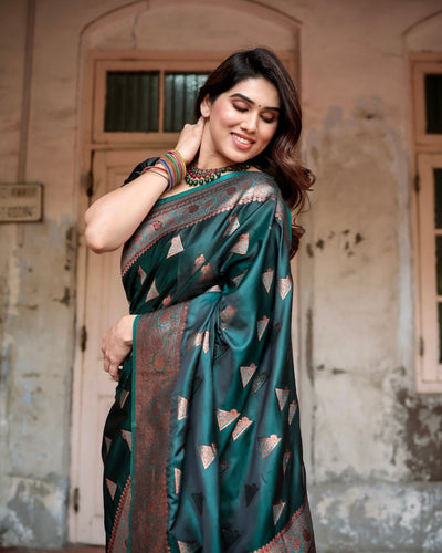 Pure Gaji Silk Saree Weaved With Zari Comes With Tassels - Almaari Fashion