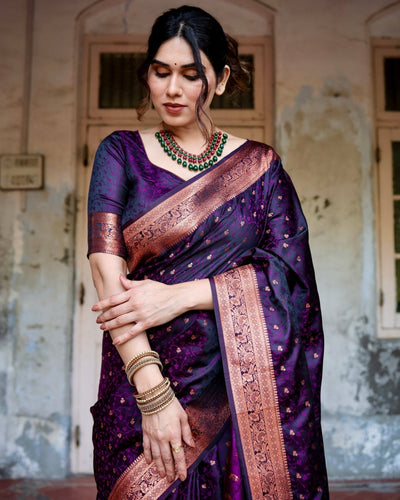 Pure Gaji Silk Saree Weaved With Zari Comes With Tassels - Almaari Fashion