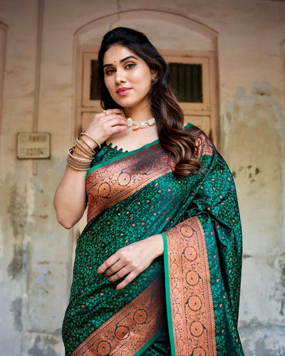 Pure Gaji Silk Saree Weaved With Zari Comes With Tassels - Almaari Fashion