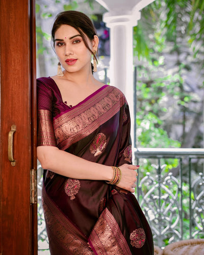 Pure Gaji Silk Saree Weaved With Zari Comes With Tassels - Almaari Fashion