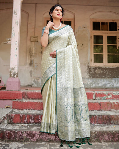 Pure Gaji Silk Saree Weaved With Zari Comes With Tassels - Almaari Fashion