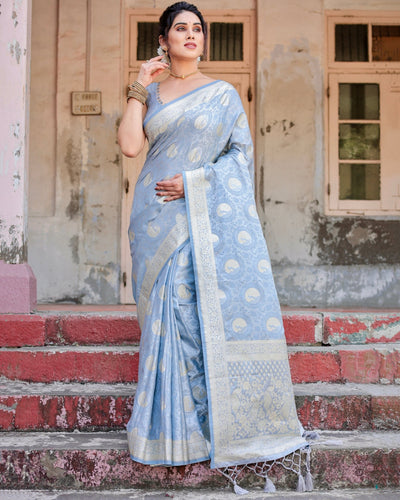 Pure Gaji Silk Saree Weaved With Zari Comes With Tassels - Almaari Fashion