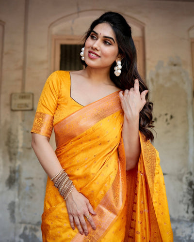 Pure Gaji Silk Saree Weaved With Zari Comes With Tassels - Almaari Fashion