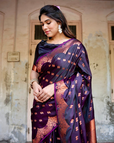 Pure Gaji Silk Saree Weaved With Zari Comes With Tassels - Almaari Fashion