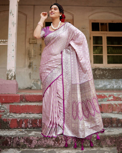 Pure Gaji Silk Saree Weaved With Zari Comes With Tassels - Almaari Fashion