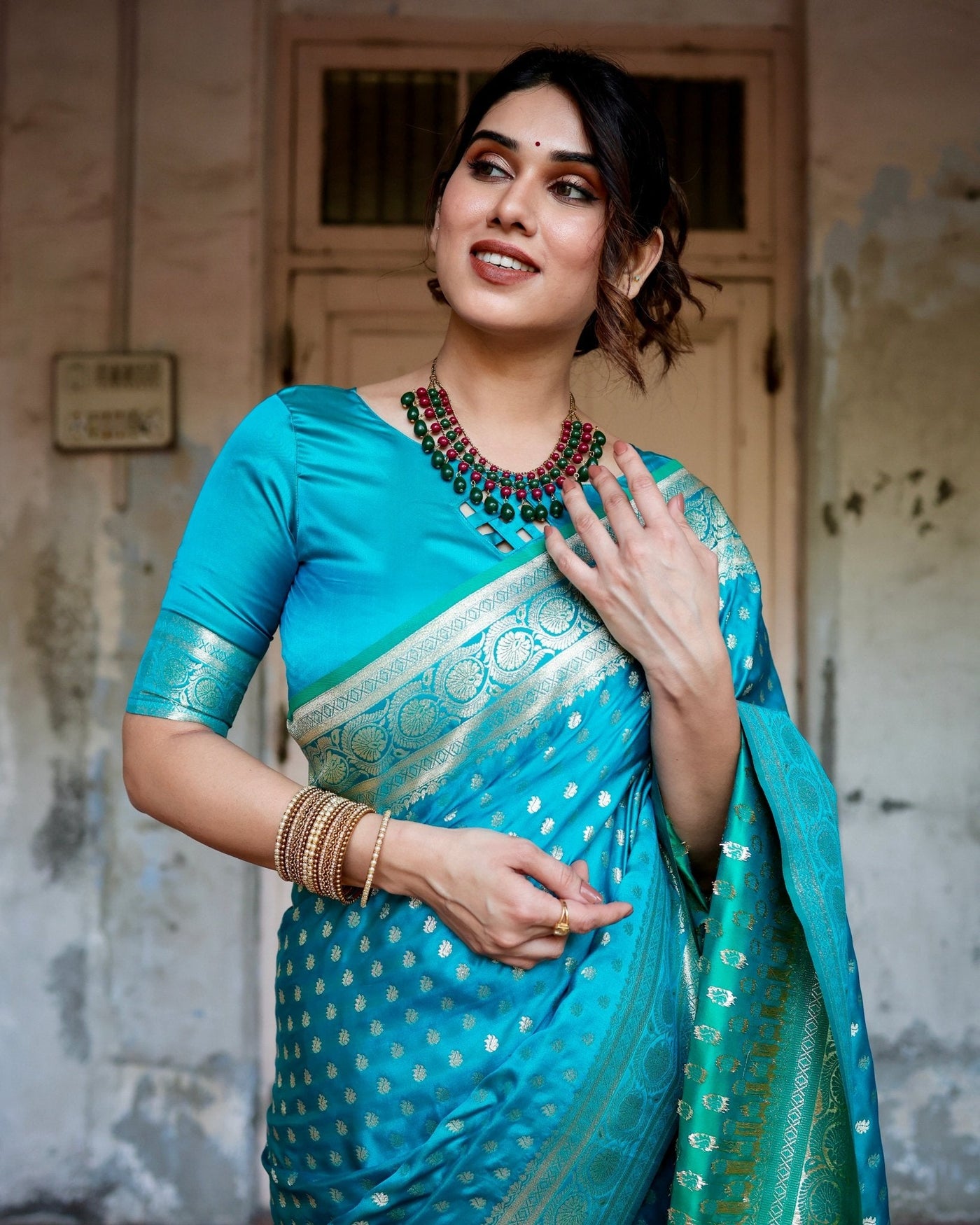 Pure Gaji Silk Saree Weaved With Zari Comes With Tassels - Almaari Fashion