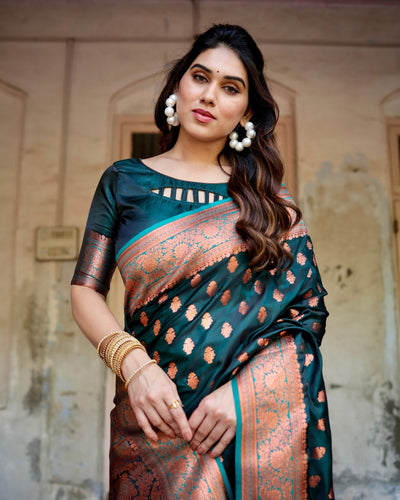 Pure Gaji Silk Saree Weaved With Zari Comes With Tassels - Almaari Fashion