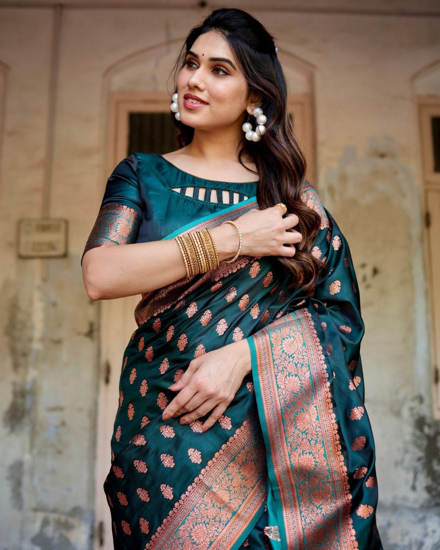 Pure Gaji Silk Saree Weaved With Zari Comes With Tassels - Almaari Fashion