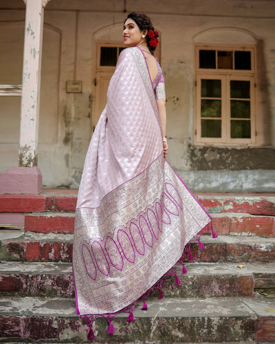 Pure Gaji Silk Saree Weaved With Zari Comes With Tassels - Almaari Fashion