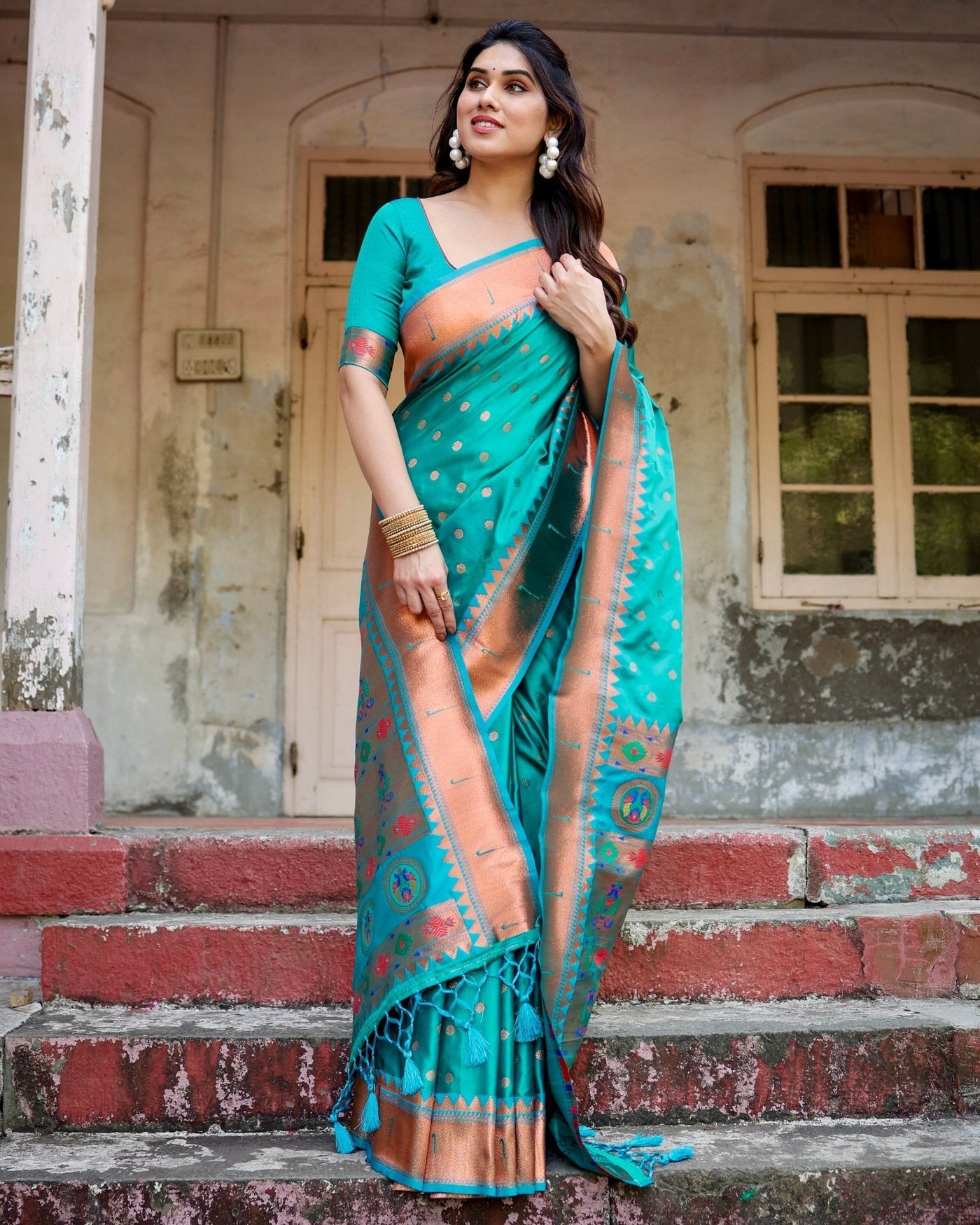 Pure Gaji Silk Saree Weaved With Zari Comes With Tassels - Almaari Fashion