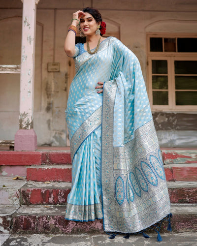 Pure Gaji Silk Saree Weaved With Zari Comes With Tassels - Almaari Fashion