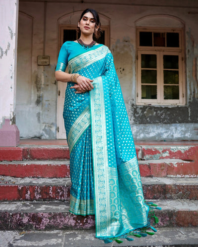 Pure Gaji Silk Saree Weaved With Zari Comes With Tassels - Almaari Fashion