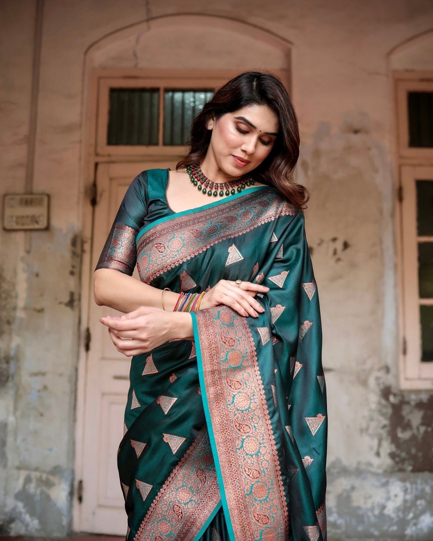 Pure Gaji Silk Saree Weaved With Zari Comes With Tassels - Almaari Fashion